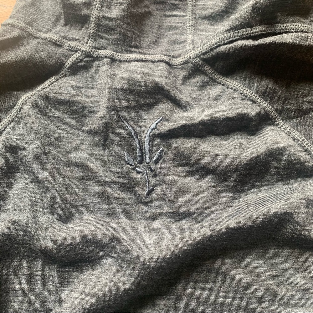 Ibex wool quarter 1/4 zip womens hooded shirt w thumb holes Sz M - Picture 4 of 7